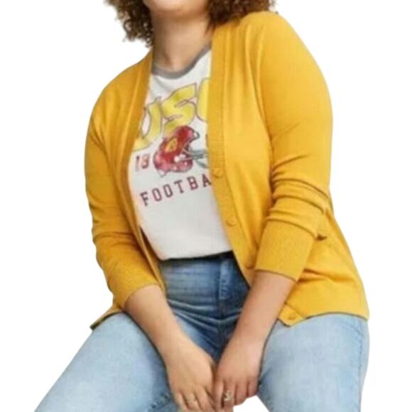 NWOT Torrid Yellow Everyday V-neck Pocket Buttoned Sweater Cardigan - Picture 1 of 7